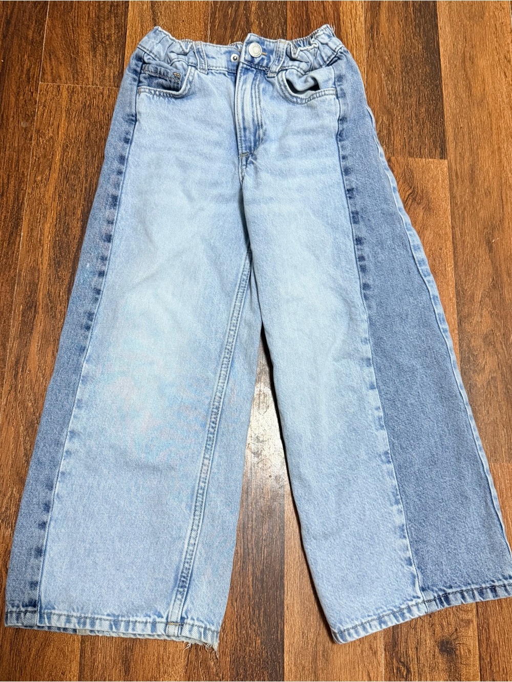 H&M Two-Tone Light Blue Kids Wide-Leg Jeans